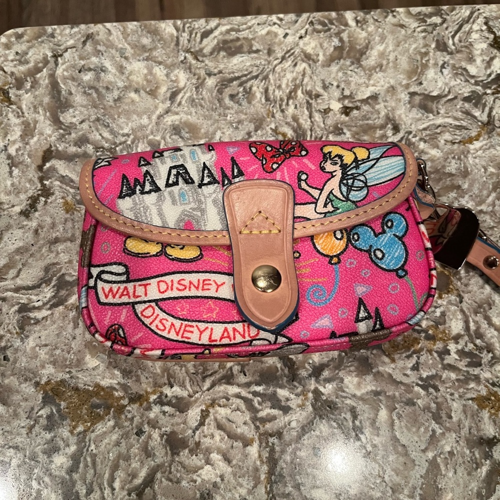Disneyland Pink Dooney & Bourke Wristlet with Tinkerbell Design